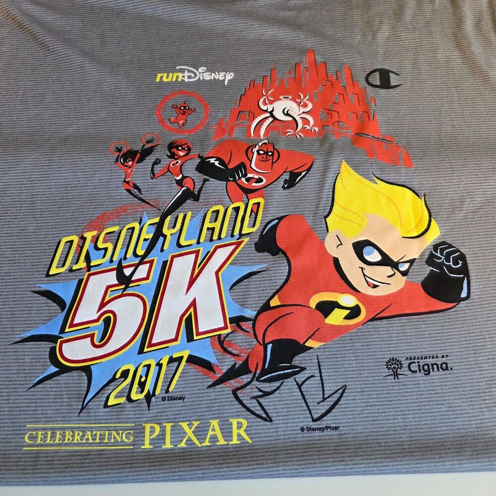 NWT runDisney 2017 Disneyland 5K Shirt Mens 2XL Incredibles Champion Performance